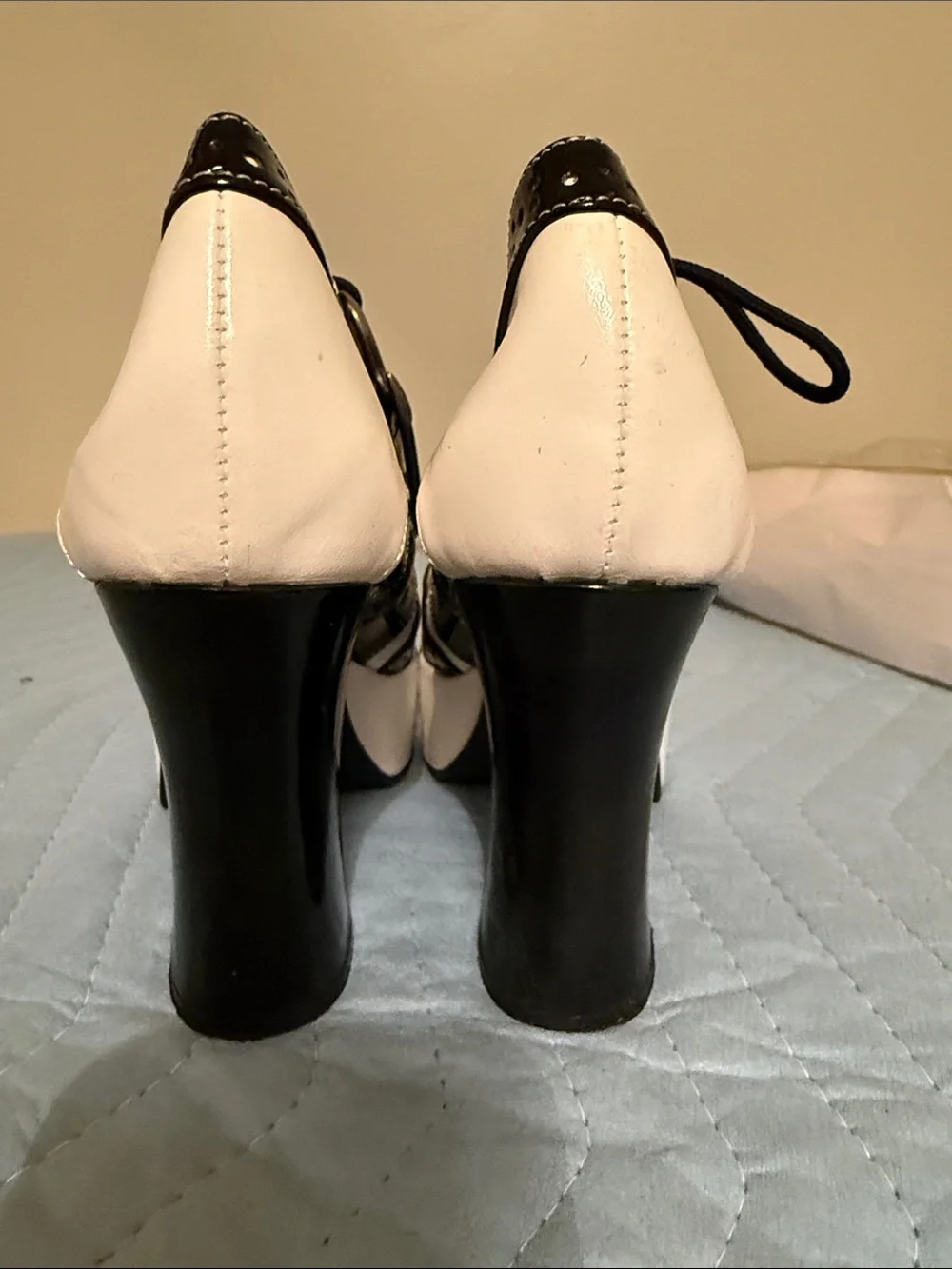 Spirit Black and White Platform Lace-Up Heels